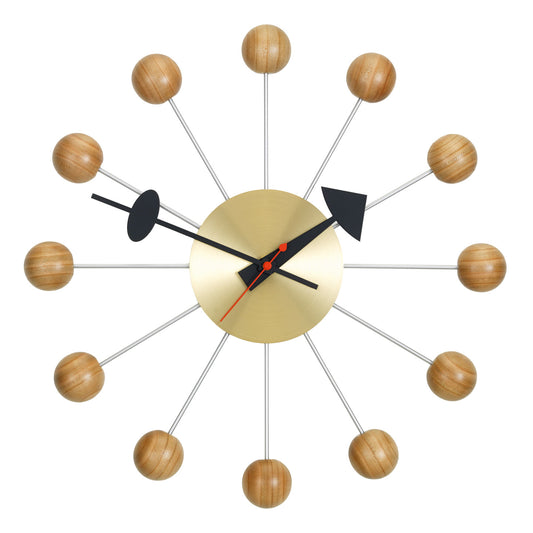 George Nelson Ball Clock | Cherrywood with Brass Body
