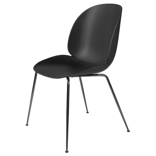 Beetle Plastic Chair Metal Base | Black Plastic Shell
