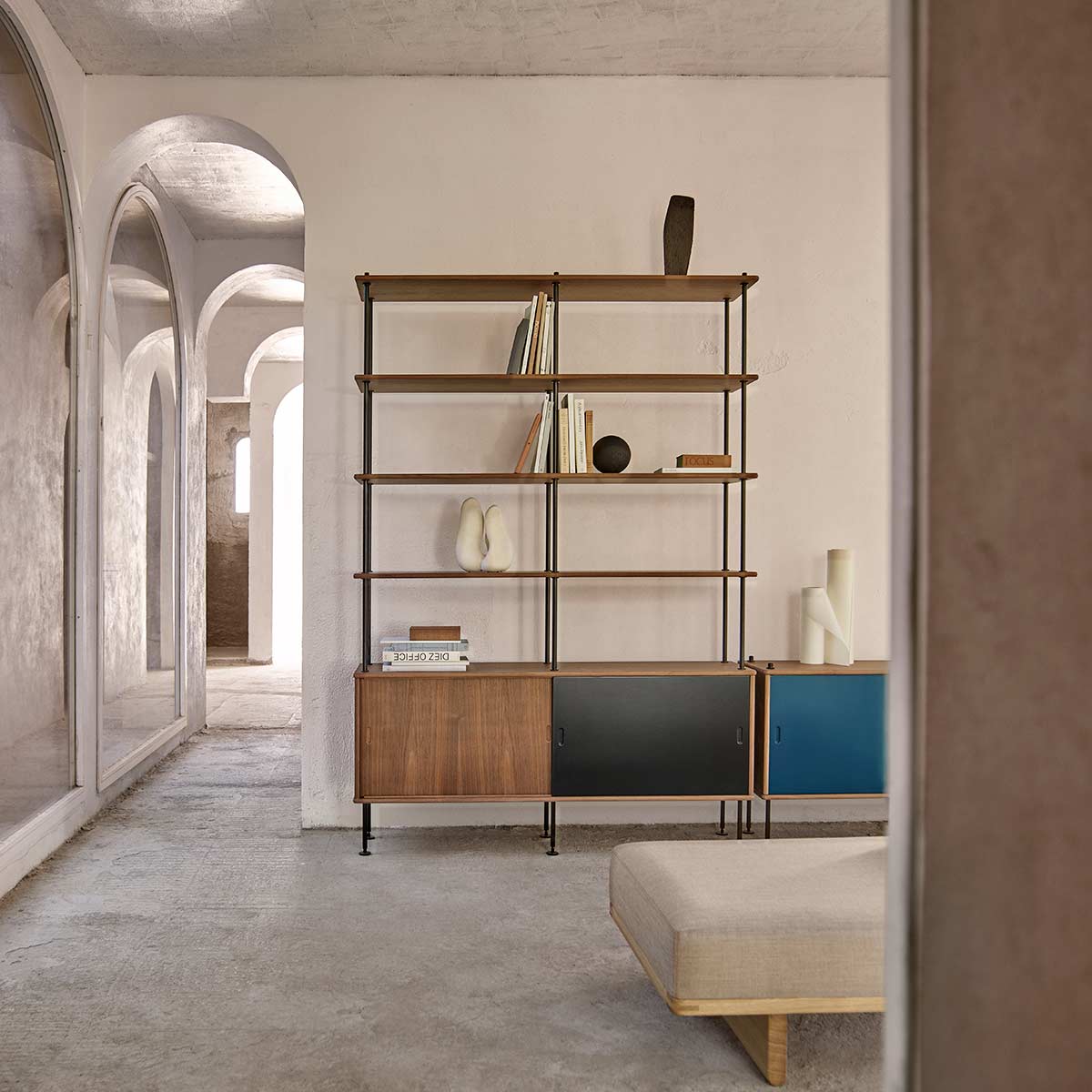 BM0253-1 Cabinet | Walnut Veneer Doors and Shelves