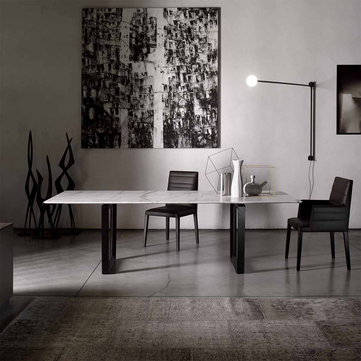 Bolero Rectangular Dining Table | Arabescato Semi Brilliant Marble Top