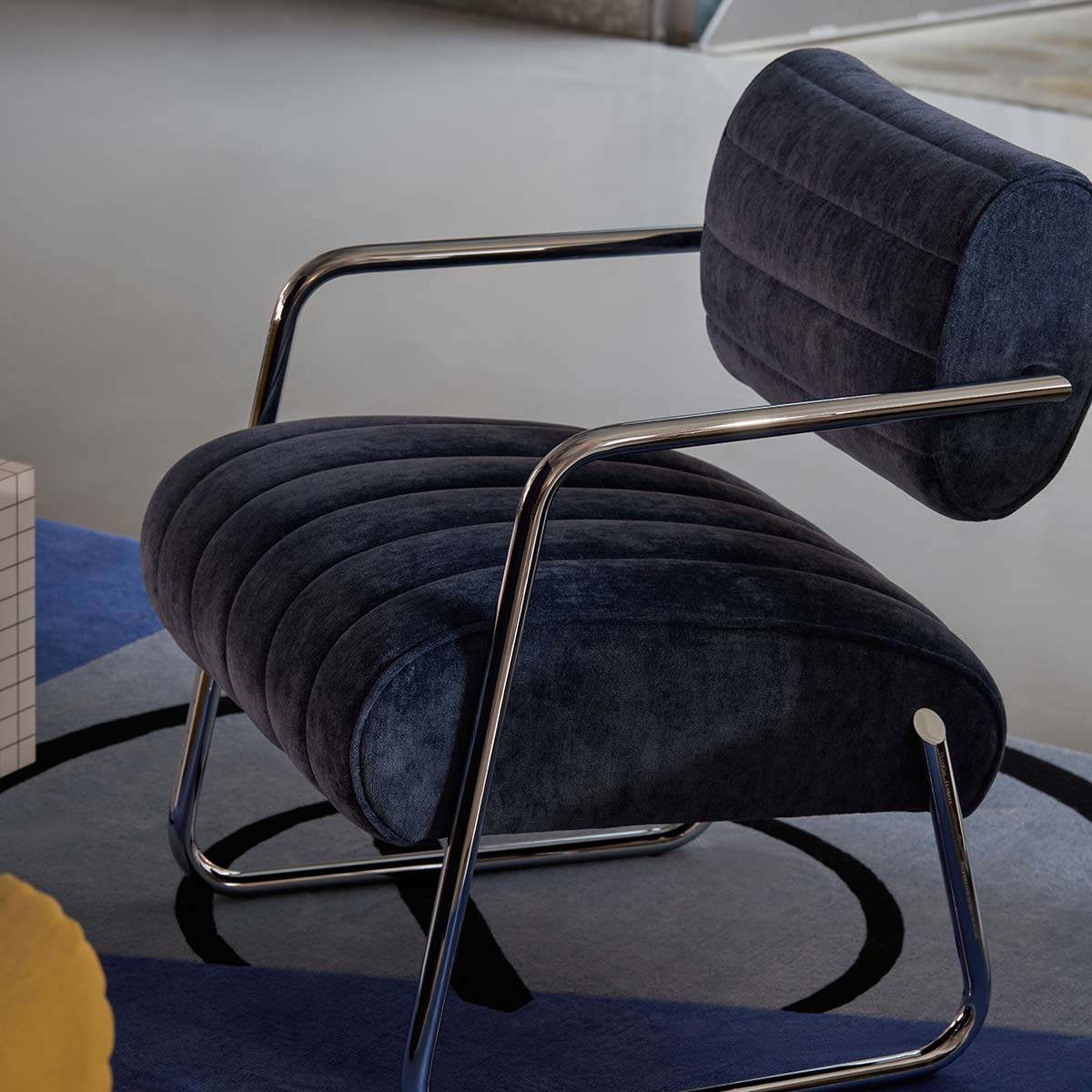 Eileen Gray Bonaparte Chair | Belsuede Chenille Indigo 036