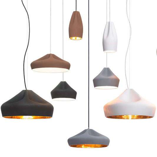 Pleat Box 47 Pendant Light | White Ceramic Shade and Rose