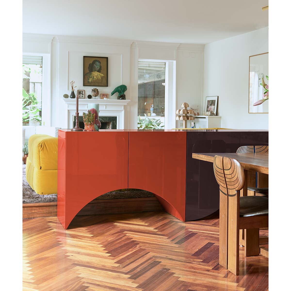 Bridges Cabinet Arch | Small in Red Gloss Lacquer
