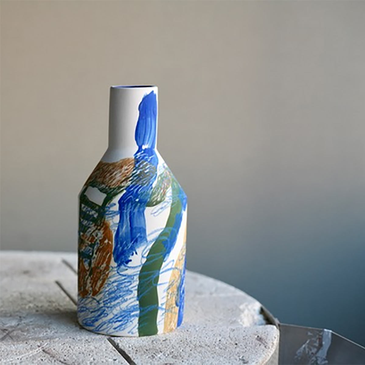 Tall Brushstroke Vase | Multicoloured Porcelain