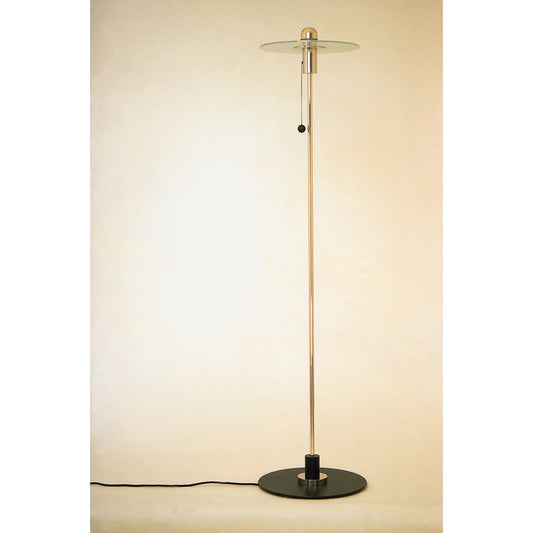 Bauhaus Floor Lamp | Nickel Plated Brass and Black Iron