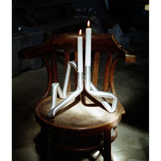 Bucatini Candle Holder | Brushed Aluminium