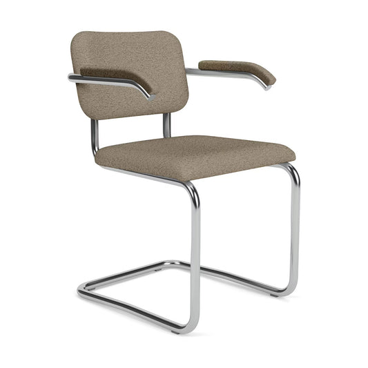 Cesca Arm Chair Upholstered | Taupe Puff Fabric Upholstery
