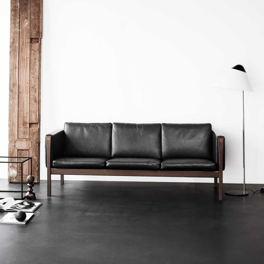 CH163 3 Seat Sofa | Leather Thor 301 Black