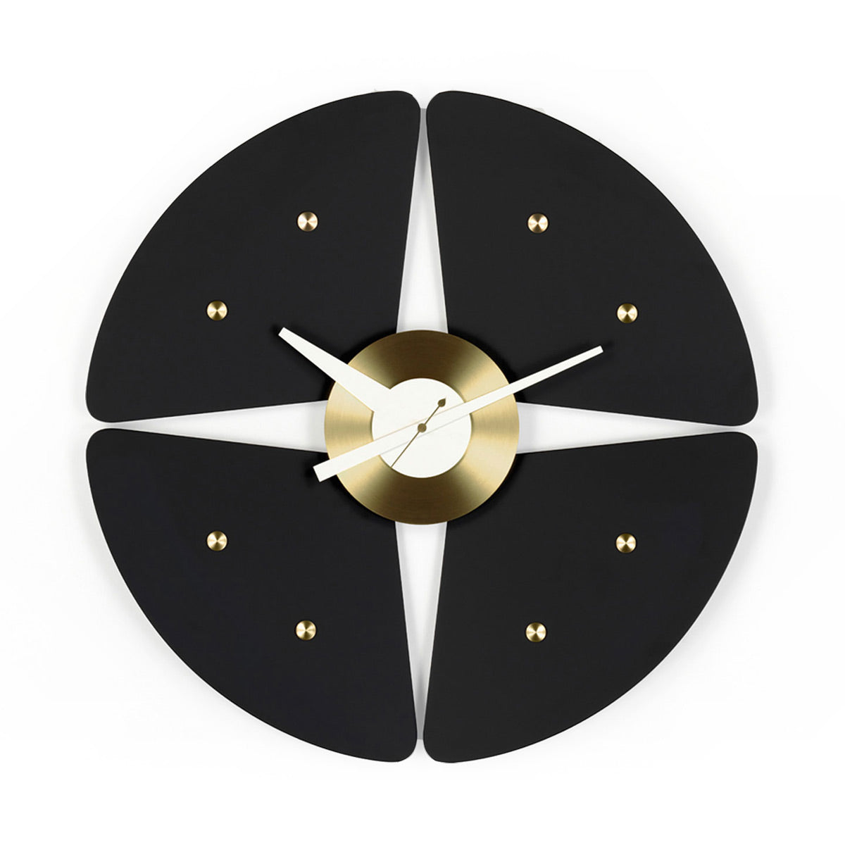 Petal Wall Clock | Black MDF and Brass