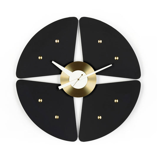Petal Wall Clock | Black MDF and Brass
