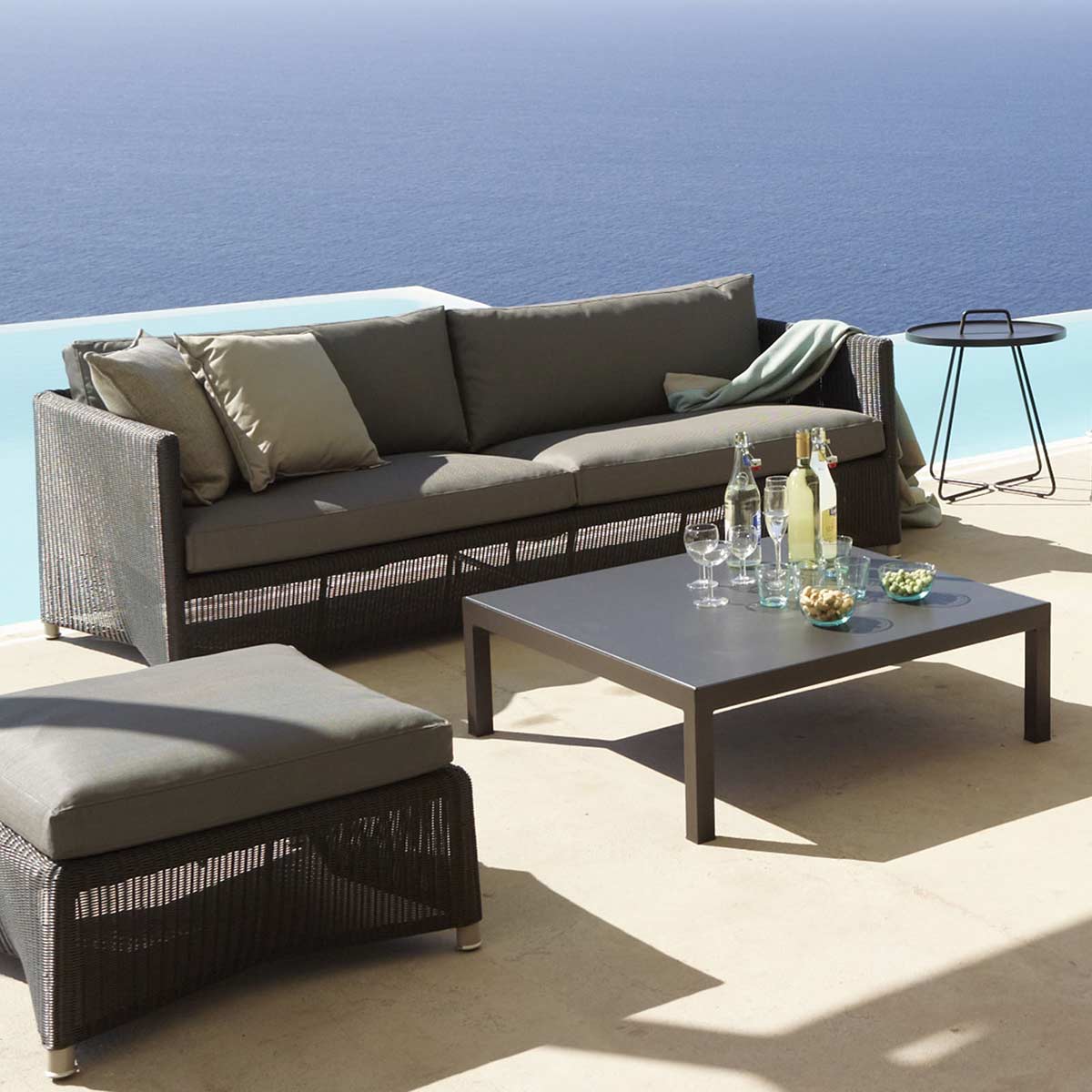 Diamond 3 Seat Sofa | Grey Weave and Grey Natte Cushion