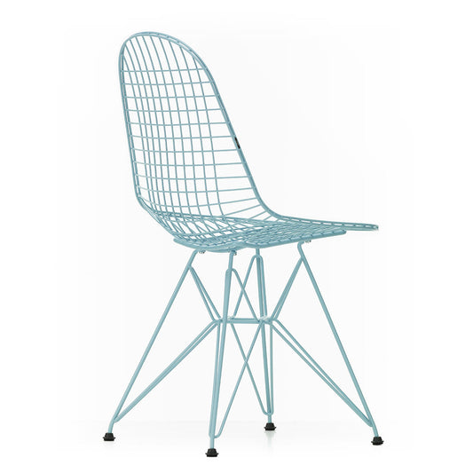 DKR Eames Wire Chair | Sky Blue Powder Coat Frame with Black Glides