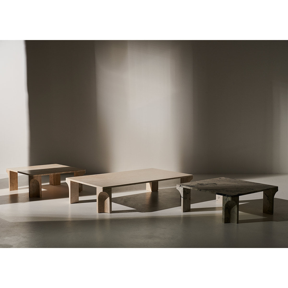 Doric Coffee Table Rectangular | Neutral White Travertine