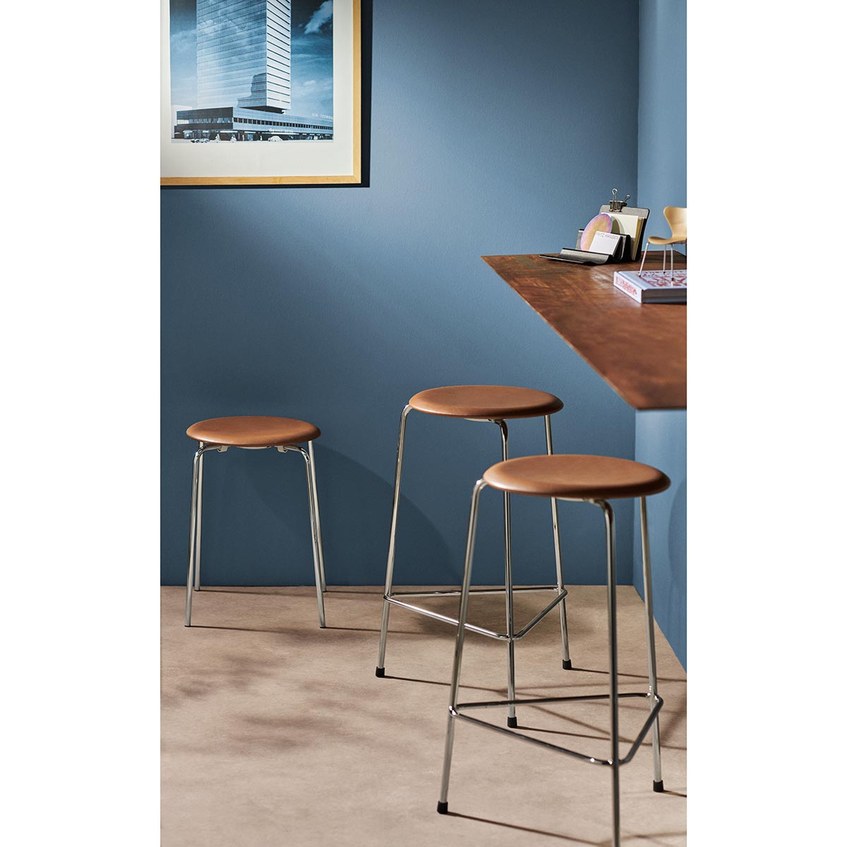 Dot Stool 46cm | Wild Walnut Leather Seat