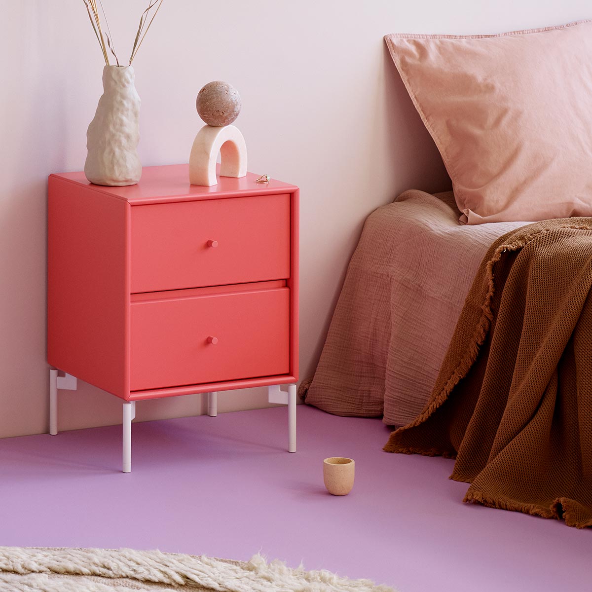 Drift Bedside Table | Rhubarb Lacquer