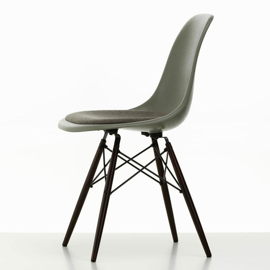 DSW Eames Fiberglass Chair | Warm Grey and Moor Brown Hopsak Seat Pad