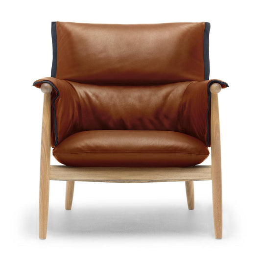 Embrace Lounge Chair E015 | Dark Chestnut Sif 92 Leather Black Edge Strip
