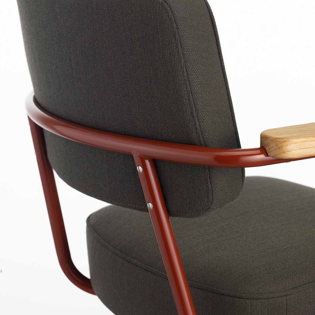 Fauteuil Direction Pivotant | Twill Brown 05 with Japanese Red Frame