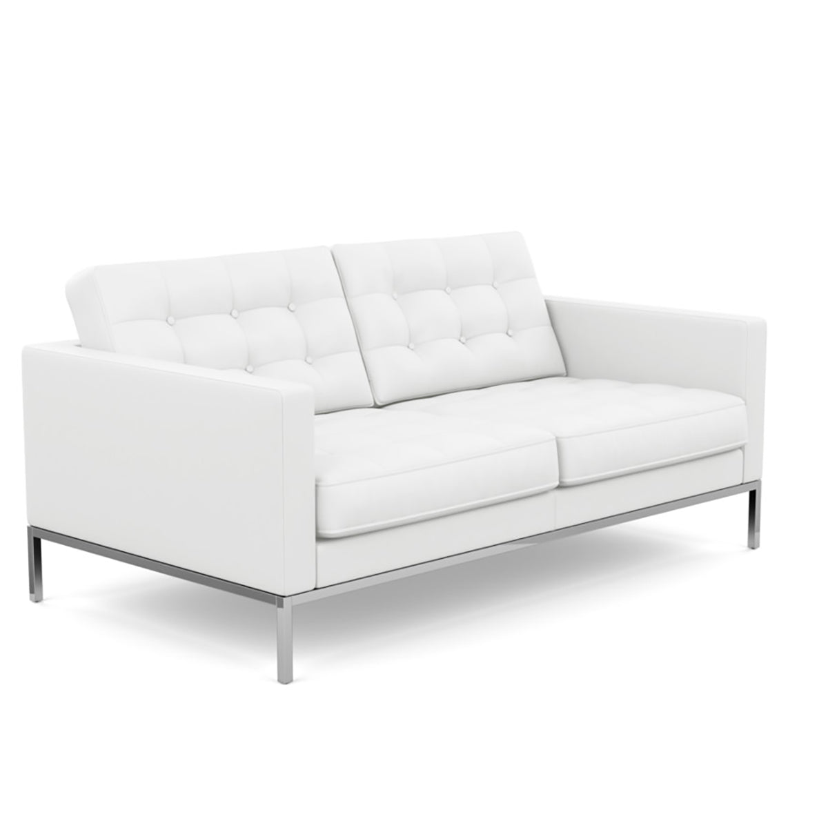 Florence Knoll Sofa 2 Seat Relax | Tufted White 785 Volo Leather WITH Buttons