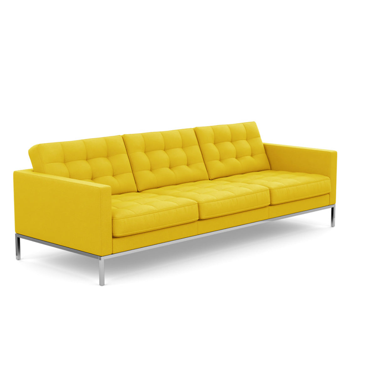 Florence Knoll Sofa 3 Seat Relax | Tufted Yellow Cato Fabric NO Buttons
