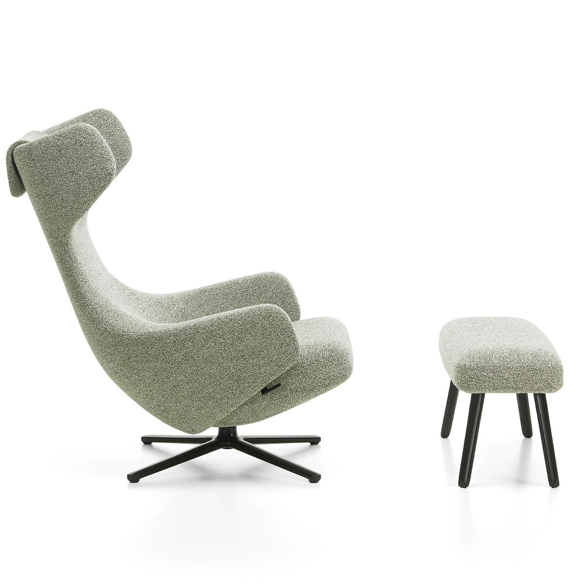 Grand Repos Lounge Chair & Panchina | Nubia 05 Cream and Dark Brown Fabric Upholstery