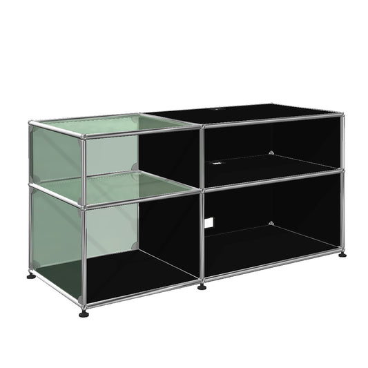 USM Glass Media Unit | Graphite Black Lacquer Panels
