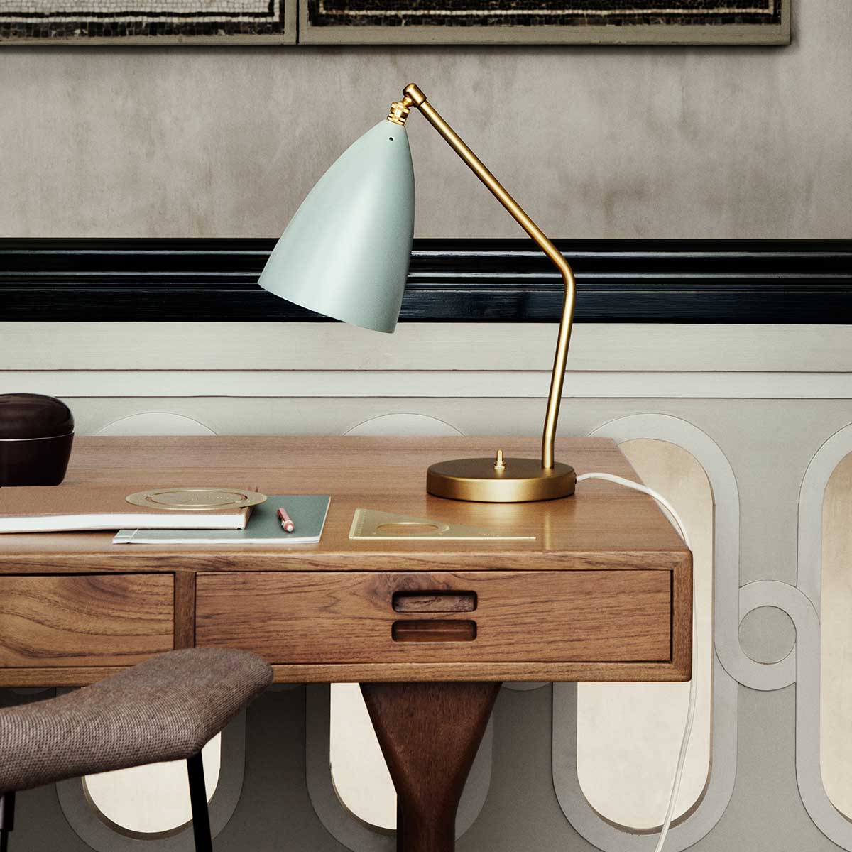 Grasshopper Table Lamp | Dusty Blue Semi Matt Shade