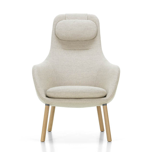 HAL Lounge Chair & Ottoman | Nubia 03 Cream and Sand Fabric Upholstery
