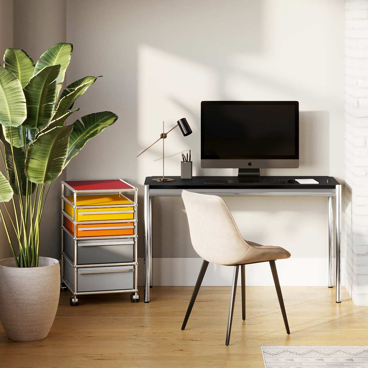 Haller Narrow Table | Black Linoleum Top