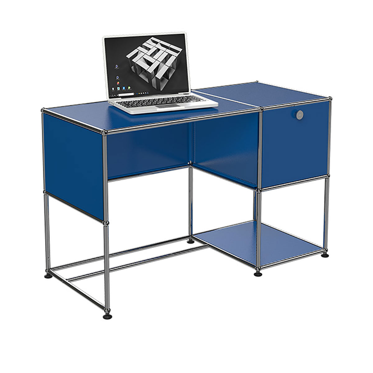 USM Home Office Desk 07 | Gentian Blue Lacquer Panels