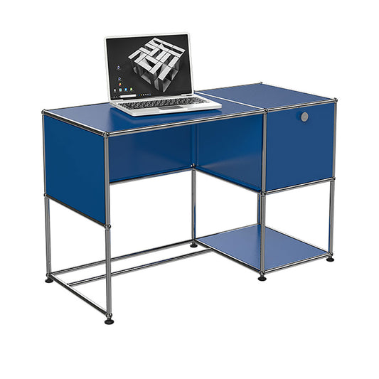 USM Home Office Desk 07 | Gentian Blue Lacquer Panels