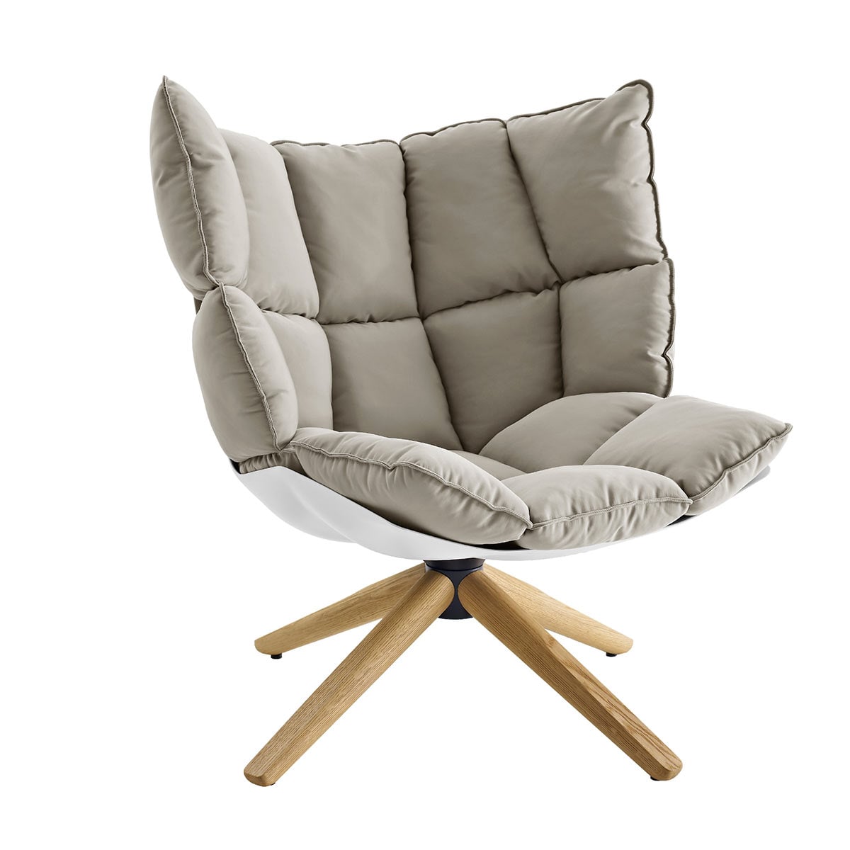 Husk Swivel Lounge Chair | Dove Grey Alice FR Fabric