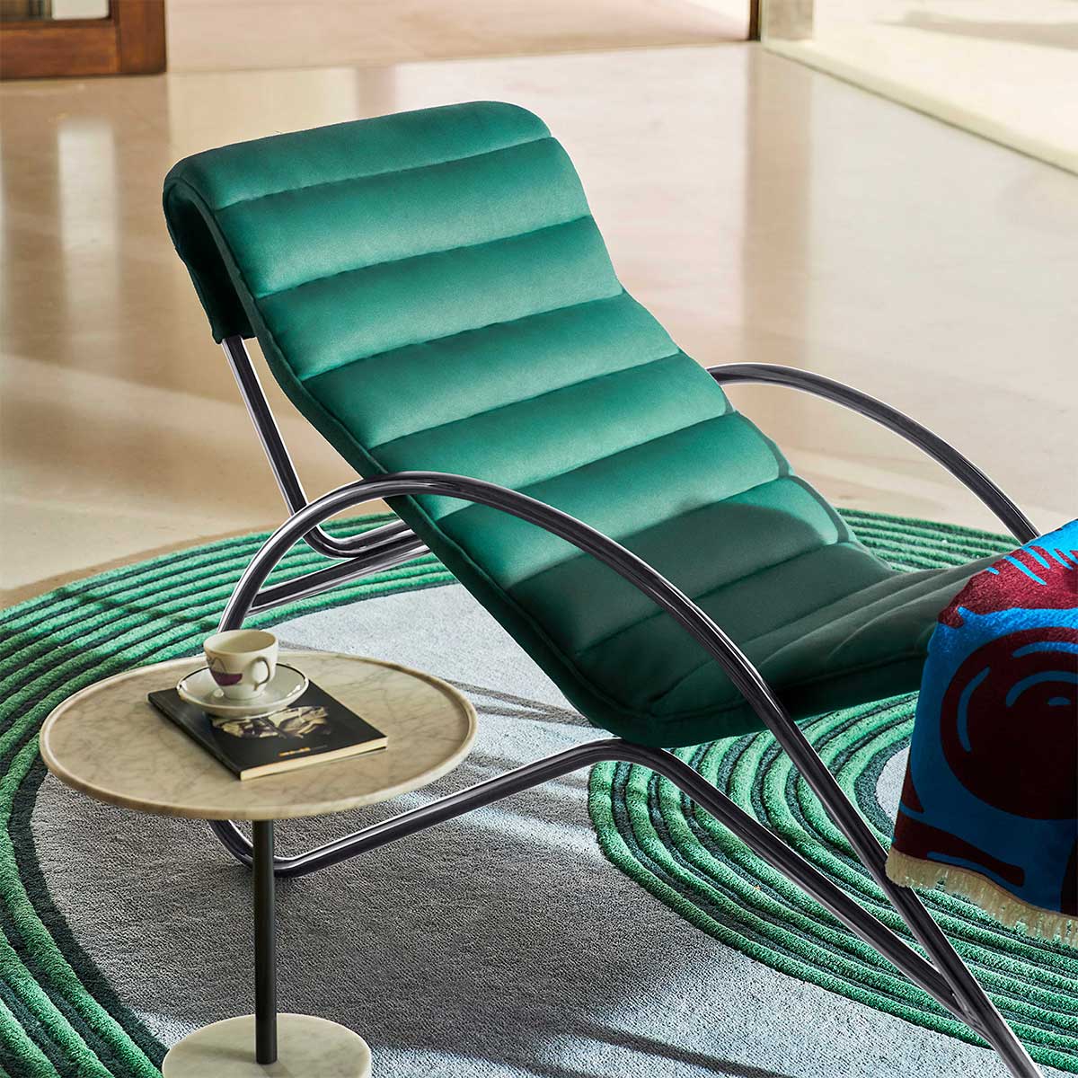 Indochine Chaise Longue | Lipari 13L638 Emerald Fabric