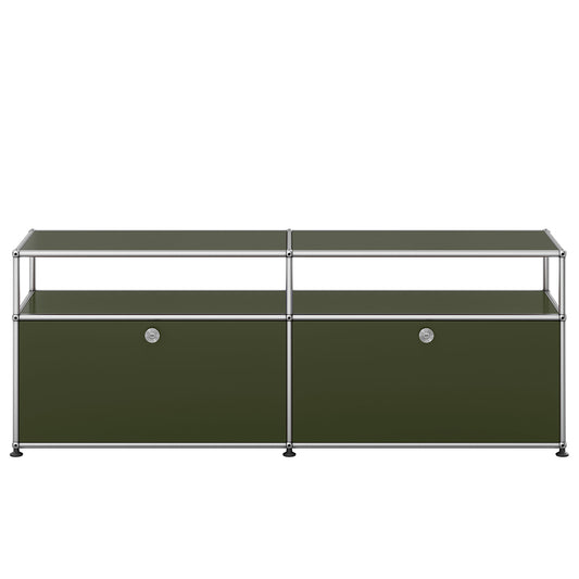 USM Tall Media Unit | Olive Green Lacquer Panels