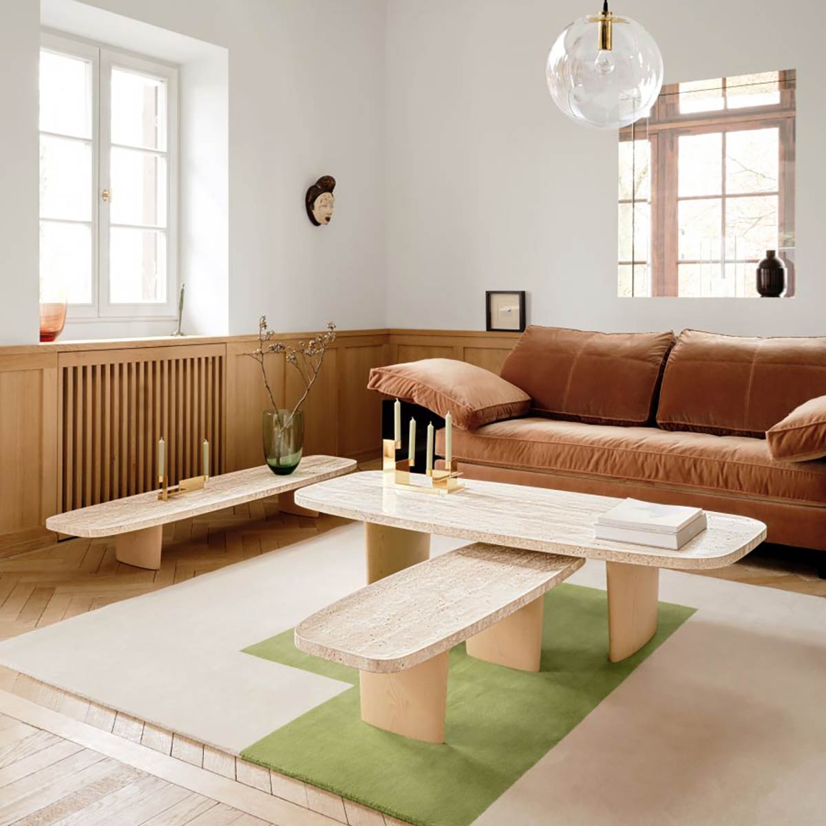 Materia Side Table | Natural Travertine Top