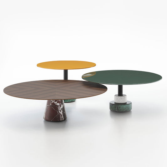 Menhir Low Table A | Wood Dark Stain Walnut ES59 top with Levanto Red Marble Base