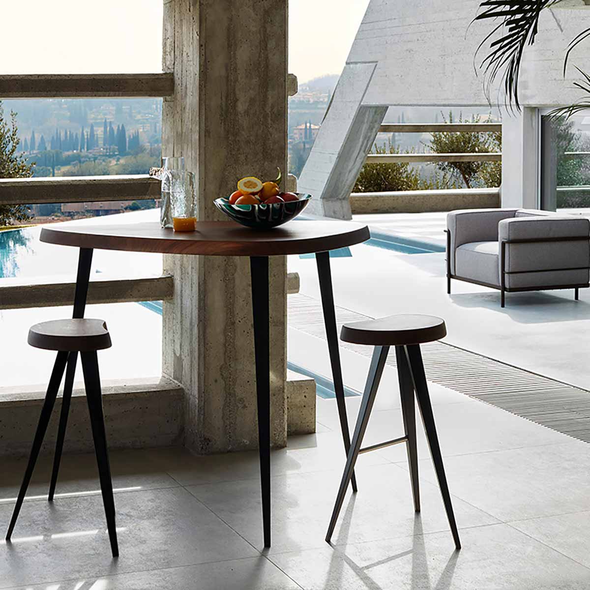 Mexique Stool | Black Stained Oak Seat with Matt Black Legs