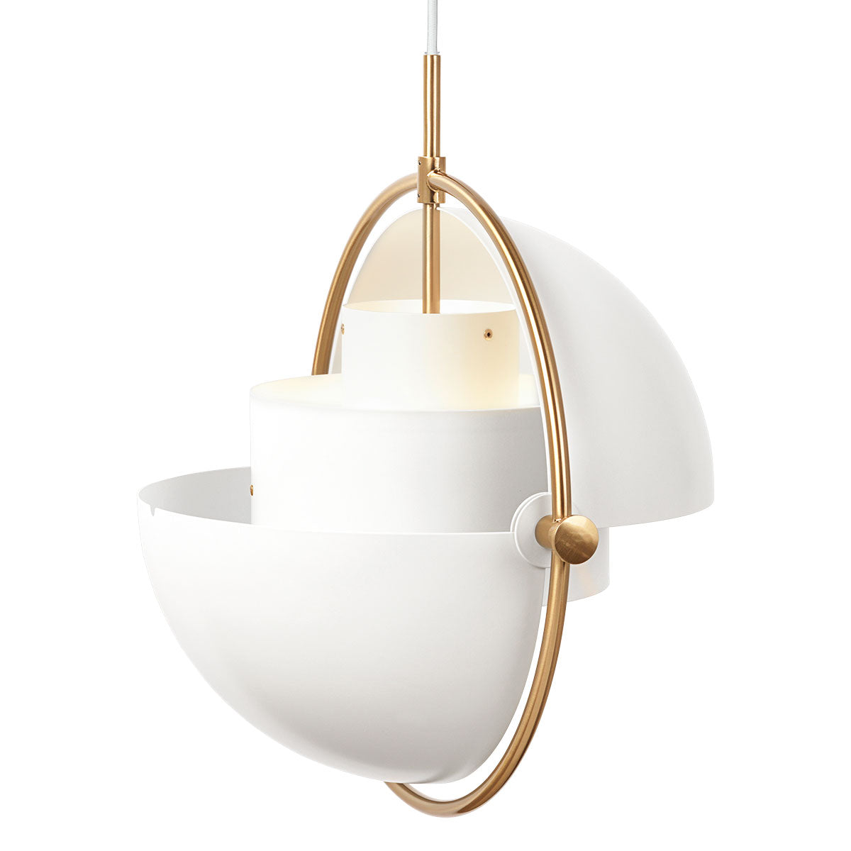 Multi-Lite Pendant Lamp | Brass Frame White Shade