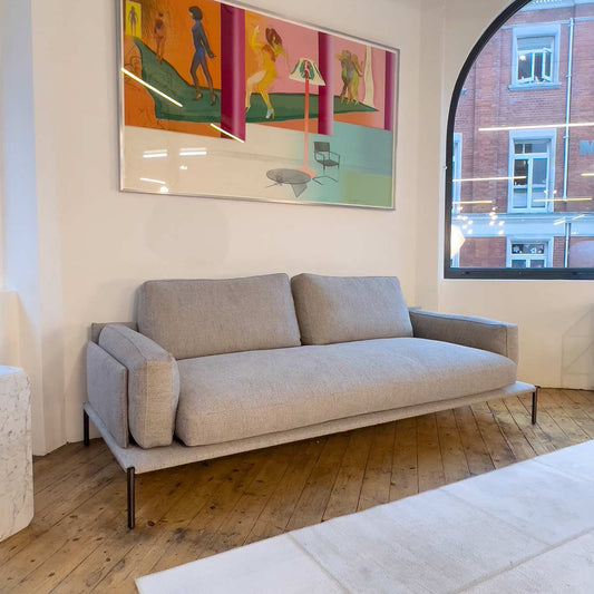 Noah 2 Seat Large Sofa 230cm | Ecru Teatro 26931 Velvet