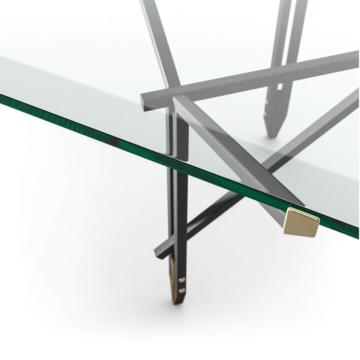 Olimpino Table 240cm | Clear Glass Top With Matt Black Frame