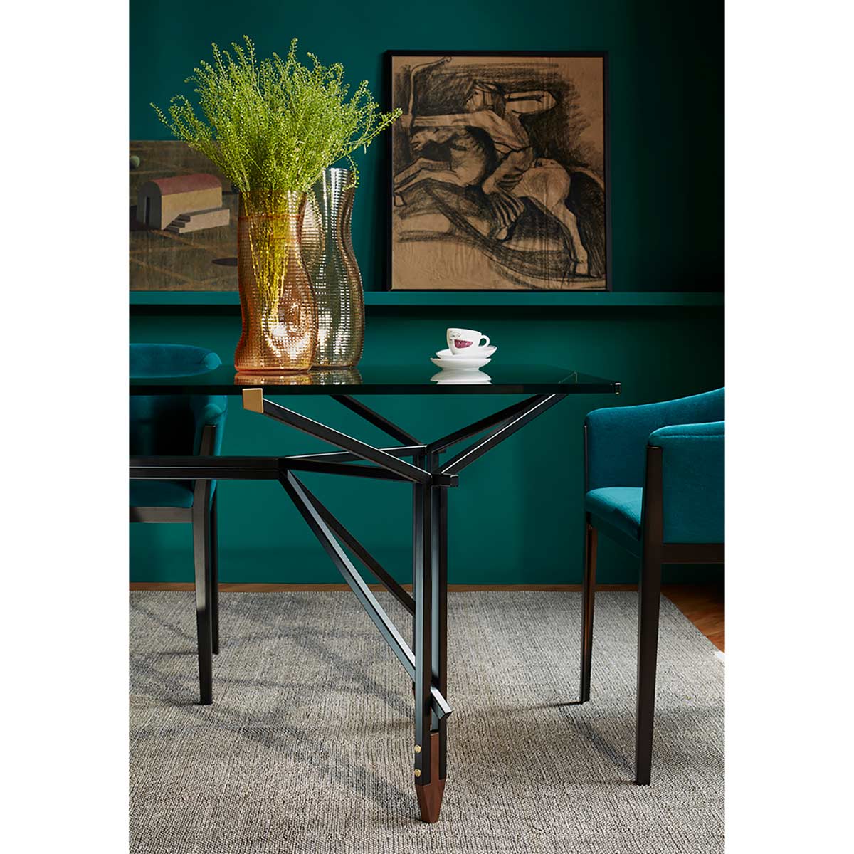 Olimpino Table 240cm | Anthracite Glass Top With Matt Black