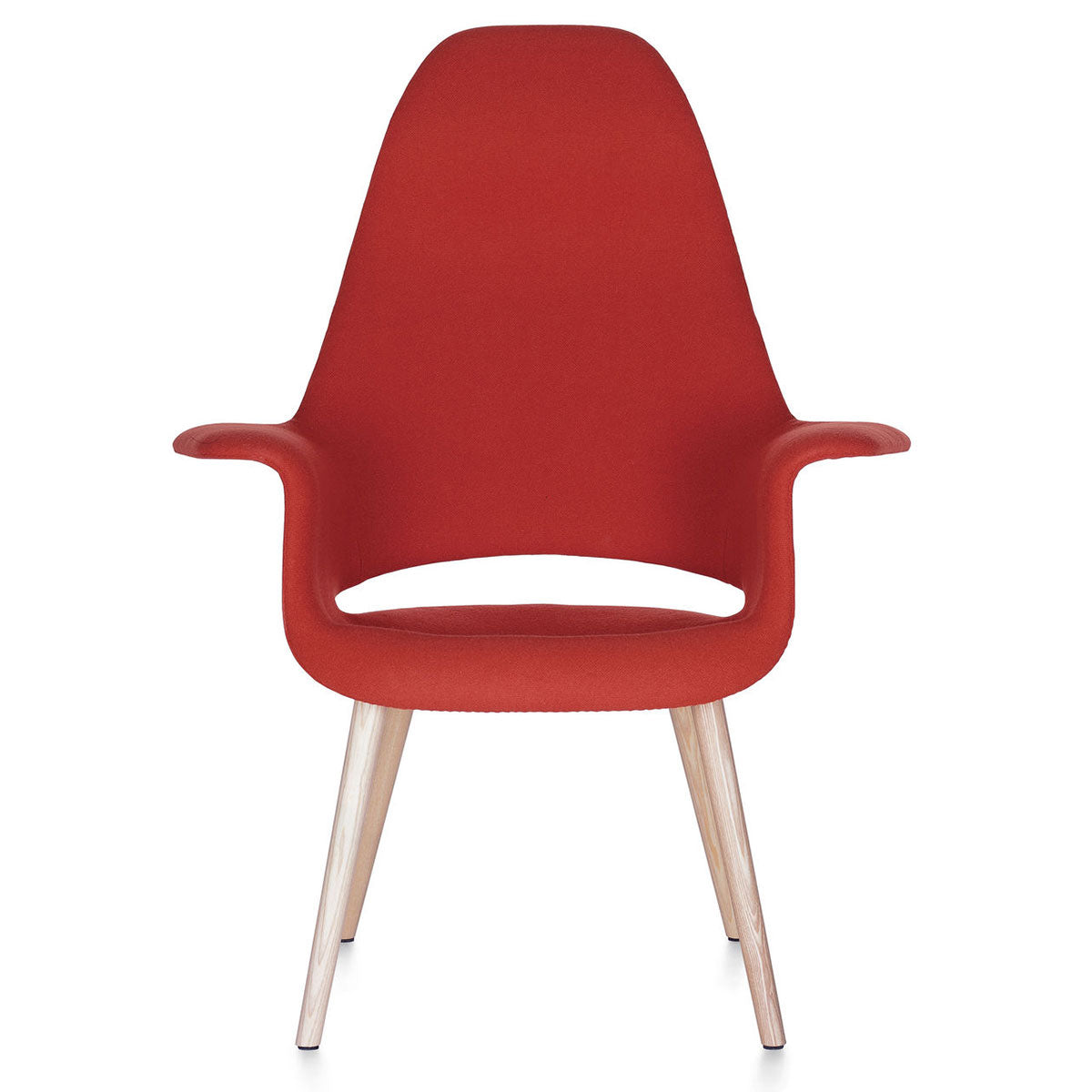 Organic High Back Chair | Red and Poppy Red Hopsak Fabric