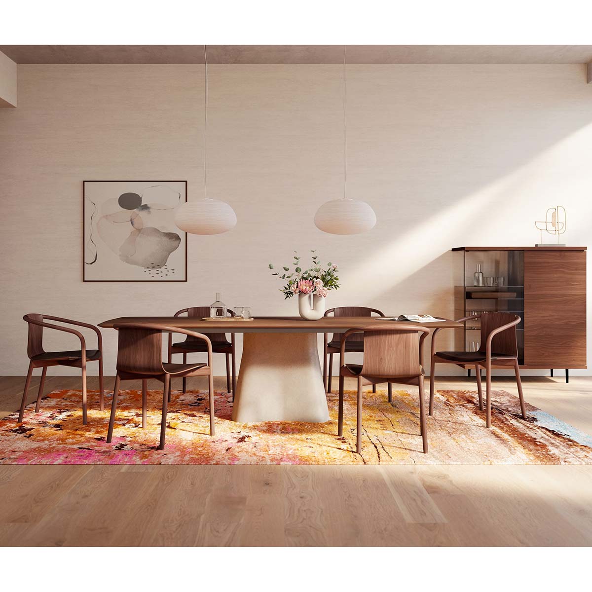 Osuu Dining Chair | Black Saddle Leather Seat Cushion Pad