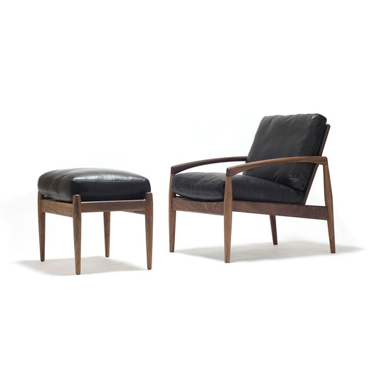 Paperknife Ottoman | Black Aniline Leather L2YA