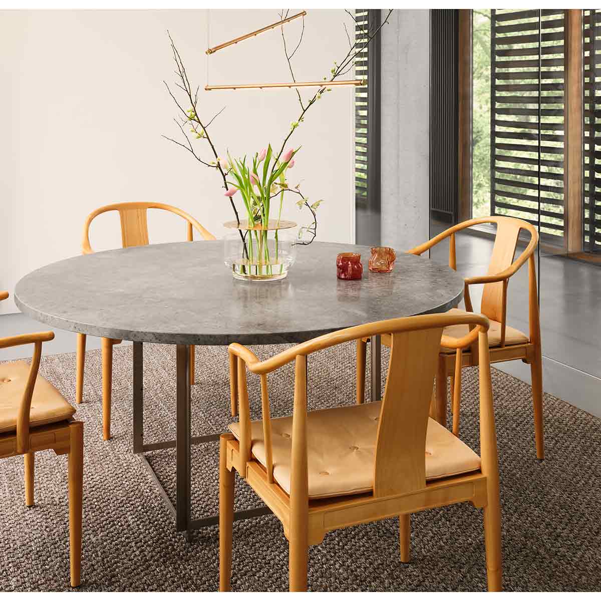 PK54 Table | Grey Brown Honed Marble Top