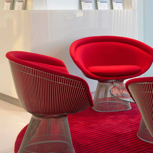 Platner Lounge Chair | Red 'Tonus 3 130' Wool Upholstered Seat