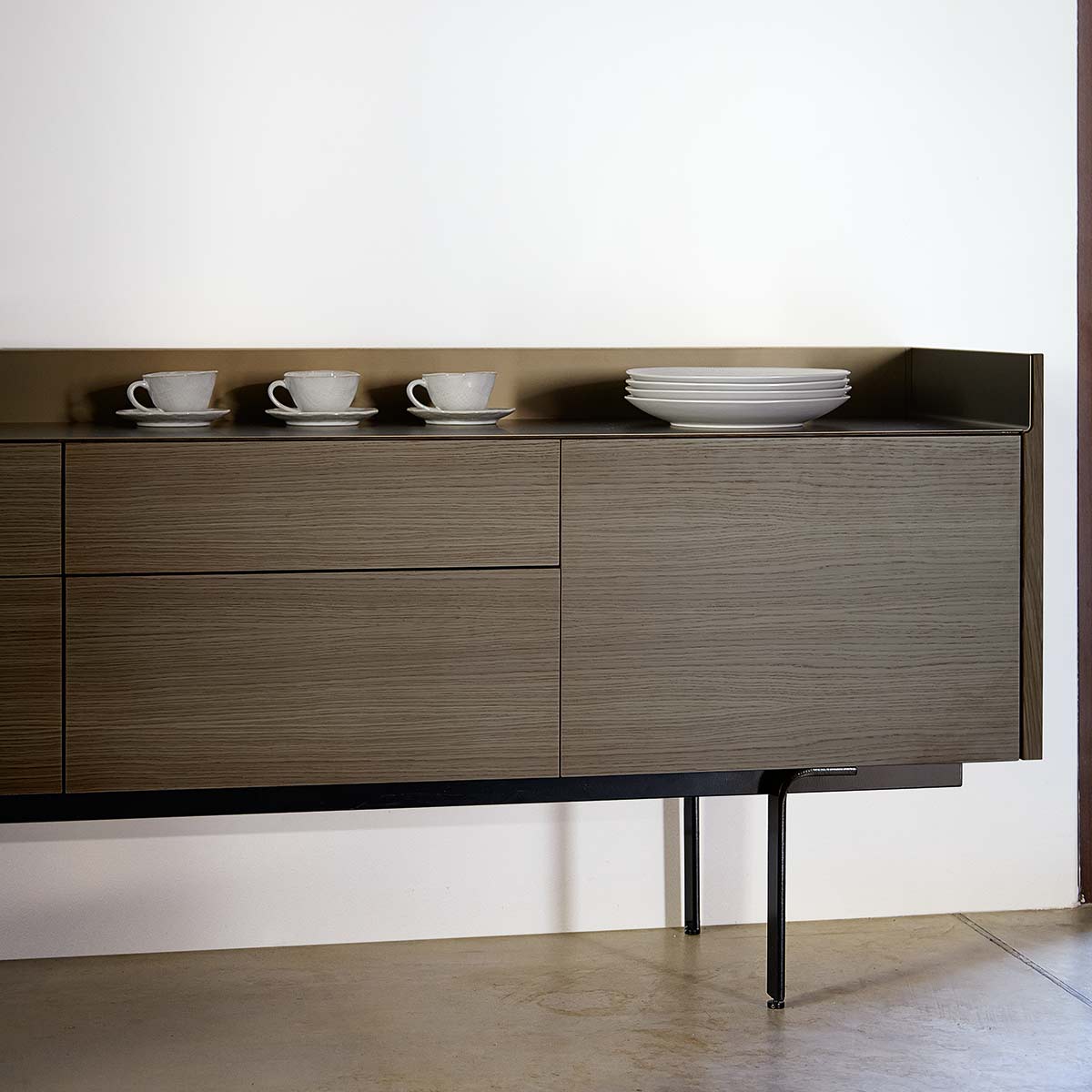 Stockholm 3 Door Sideboard | Super Matt Walnut and Bronze Aluminium Top