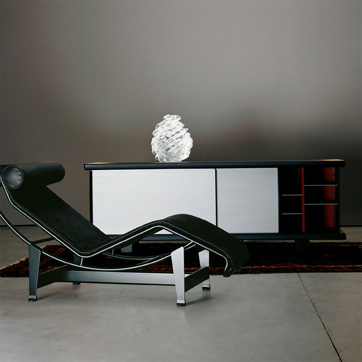 Riflesso Container Unit | Black Exterior with Burgundy Red Interior