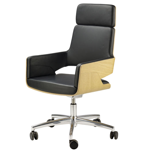 S845 DRWE High Back Chair | Black Linea 622 Leather