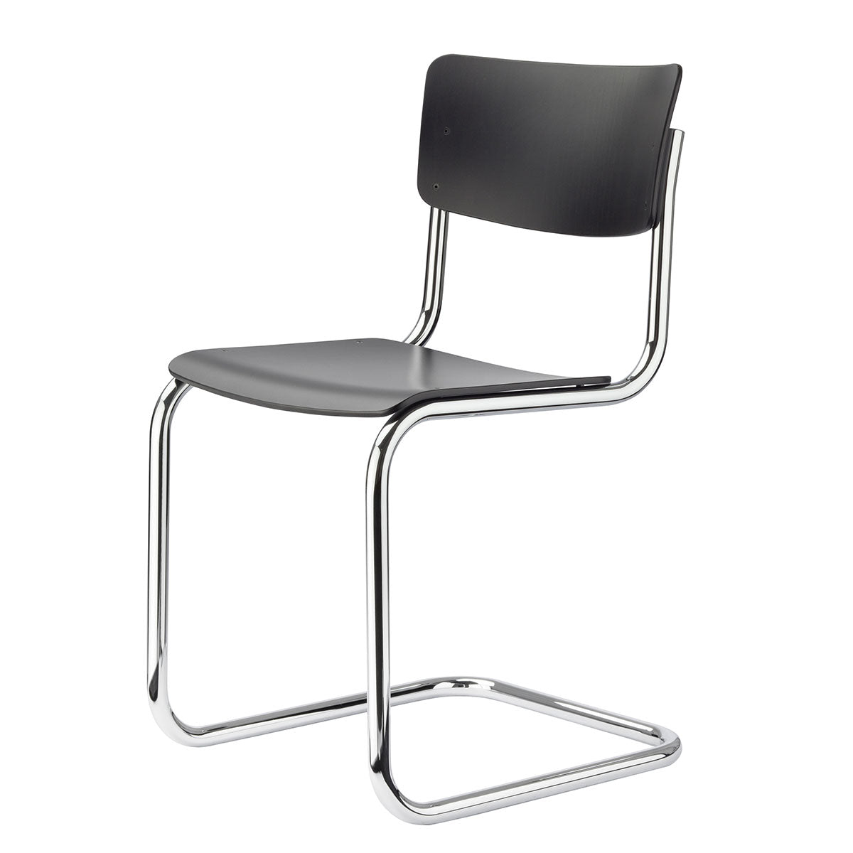 S43 Chair - Chrome Frame | Black Lacquered Beech Seat and Back